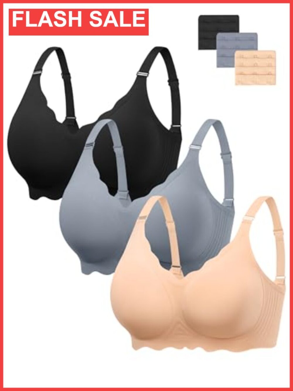 Seamless Wireless Push Up T-Shirt Bra Pack Jelly Support